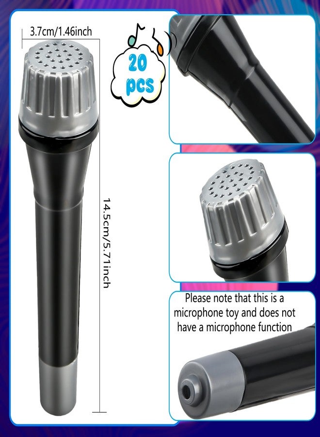 Haconba 20 Pack Microphone Toy Plastic Stage Fake Mic Costume Prop for Cosplay Stage Play Birthday Karaoke Party Favors (Color Set 1) - Image 2